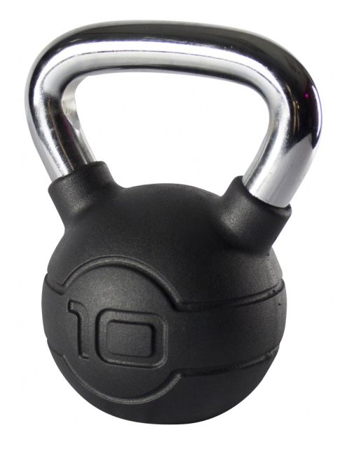 Jordan 10kg Black Rubber kettlebell with Chrome Handle