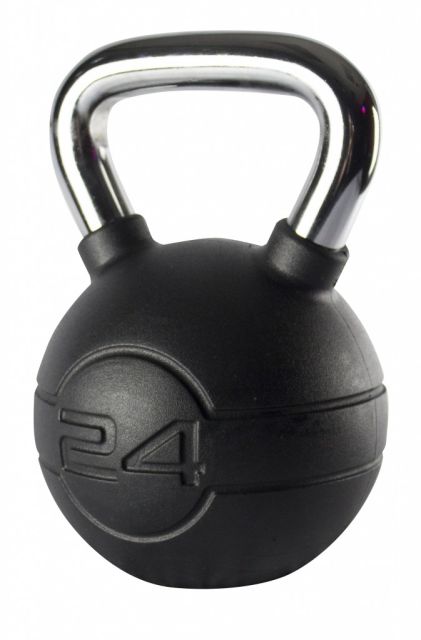 Jordan 24kg Black Rubber kettlebell with Chrome Handle