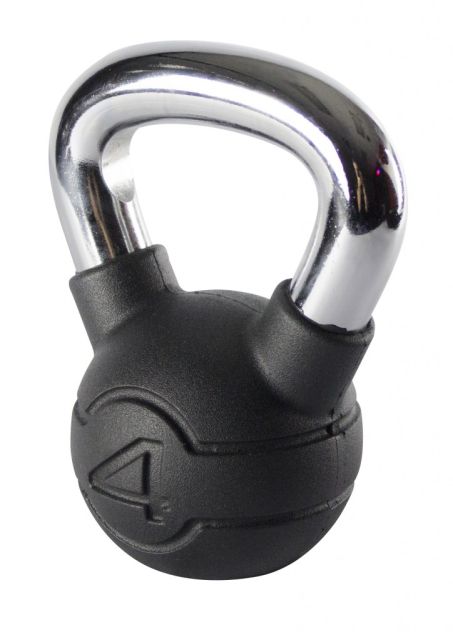 Jordan 4kg Black Rubber kettlebell with Chrome Handle