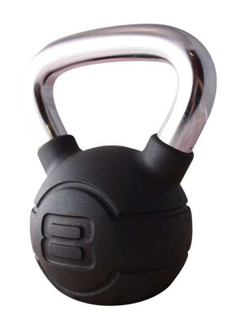 Jordan 8kg Black Rubber kettlebell with Chrome Handle