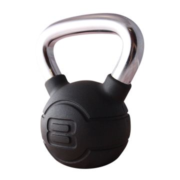 Jordan 8kg Black Rubber kettlebell with Chrome Handle