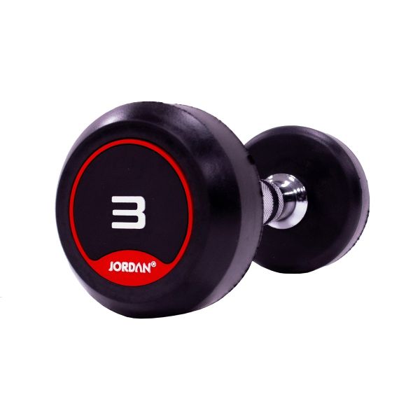 3kg Rubber Dumbbells with solid ends (pairs)