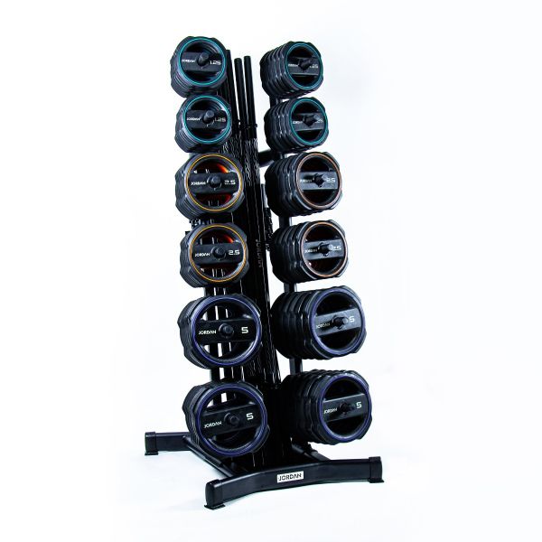 12 x Ignite Pump X Rubber Studio Barbell sets and grey rack