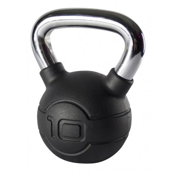 Jordan 10kg Black Rubber kettlebell with Chrome Handle