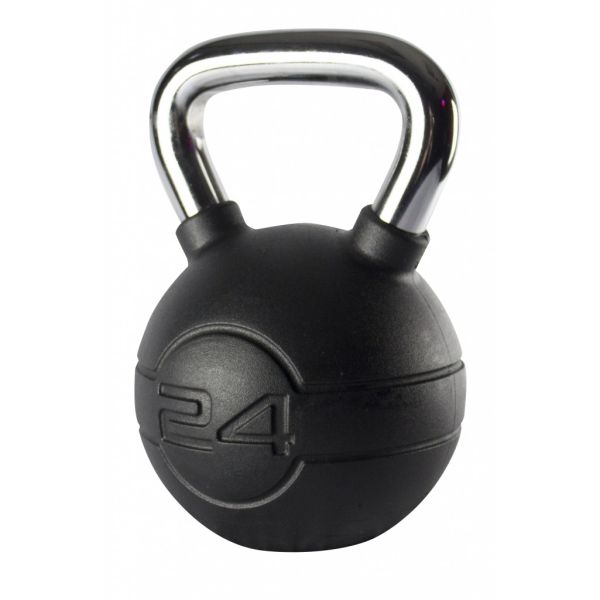 Jordan 24kg Black Rubber kettlebell with Chrome Handle