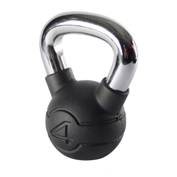 Jordan 4kg Black Rubber kettlebell with Chrome Handle