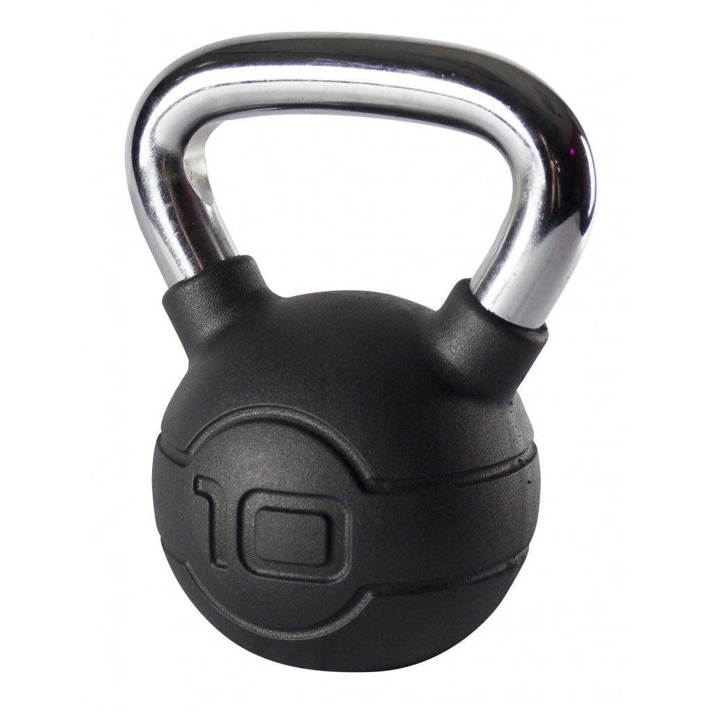 Jordan 10kg Black Rubber kettlebell with Chrome Handle